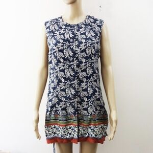 (Vintage) Annie Alexander 100% Silk Button Down Floral Dress Blue Cream (M) NWT